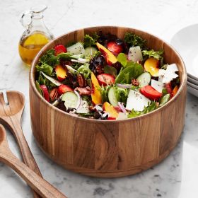 Acacia Wood Salad Bowl with Servers