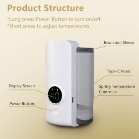 1Pc Portable Bottle Warmer Baby Milk Warmer Milk Formula Warmer For Travel With 6 Heating Levels USB Rechargeable Keep Milk Warm For 5 Hours No B (Color: White)